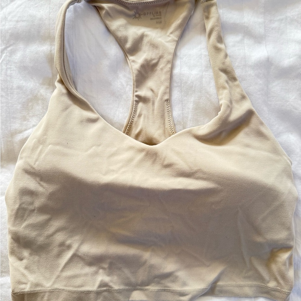 SOLD Women's Aerie Cream Padded Racerback Workout Tank Top
